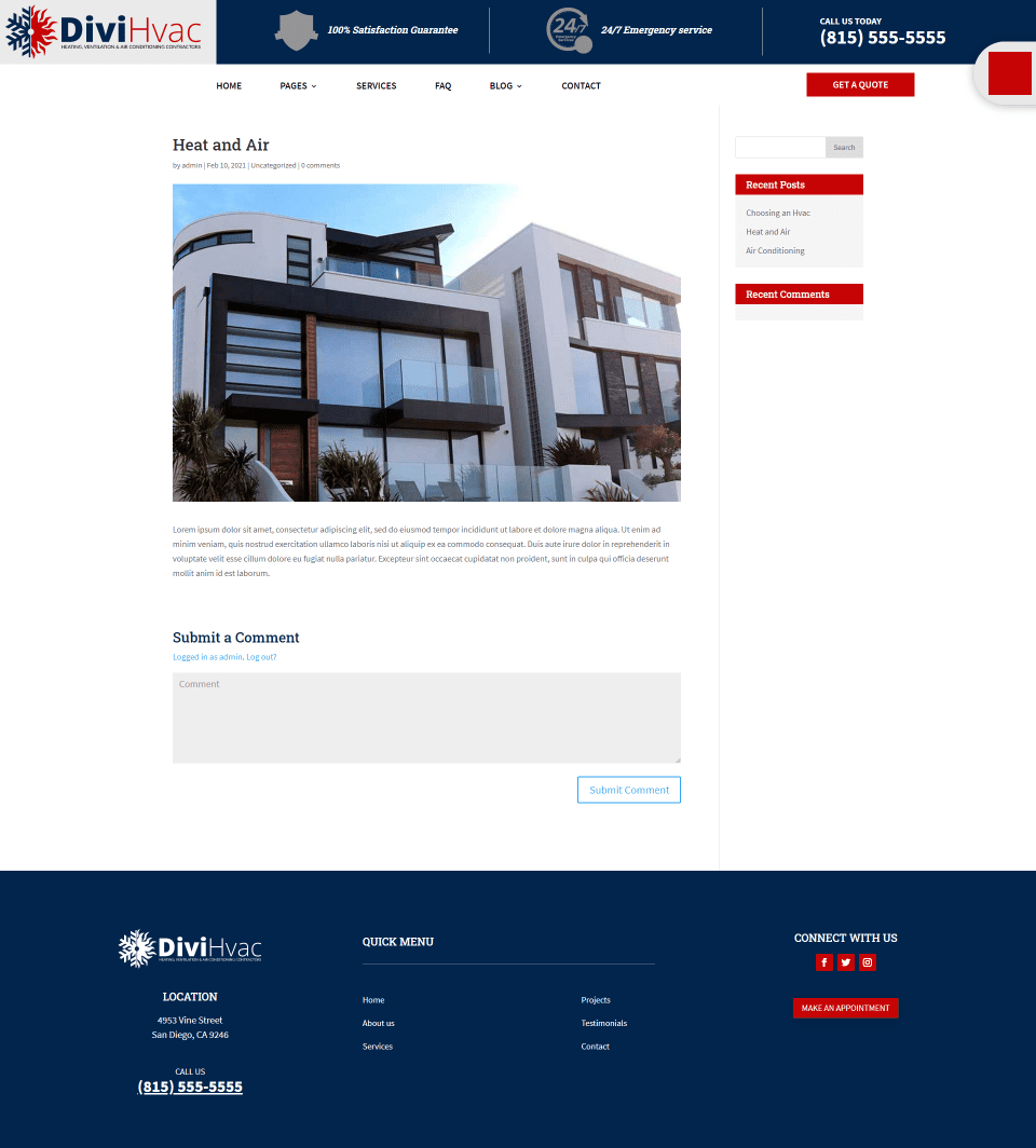 DiviHvac Blog Layout