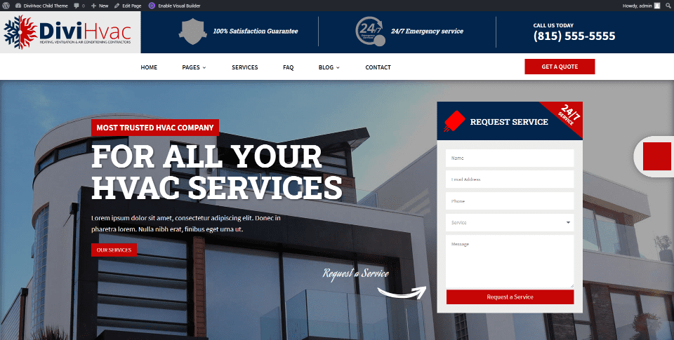 DiviHvac Child Theme Homepage