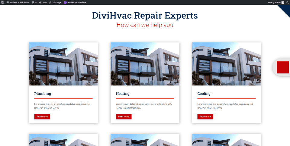 DiviHvac Services Page