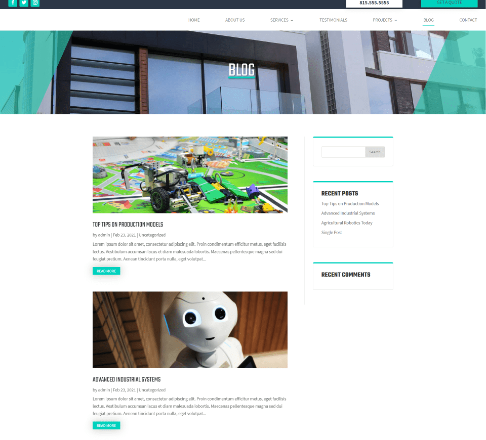 Duriza Divi Child Theme Blog Page