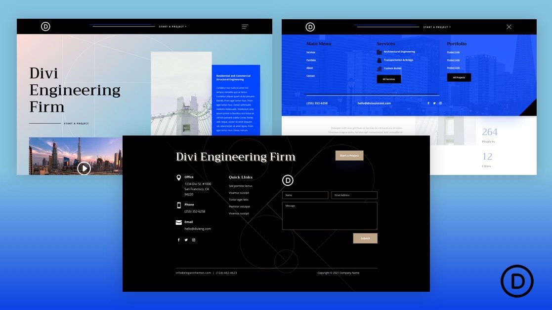 Get a FREE Header and Footer for Divi’s Engineering Firm Layout Pack