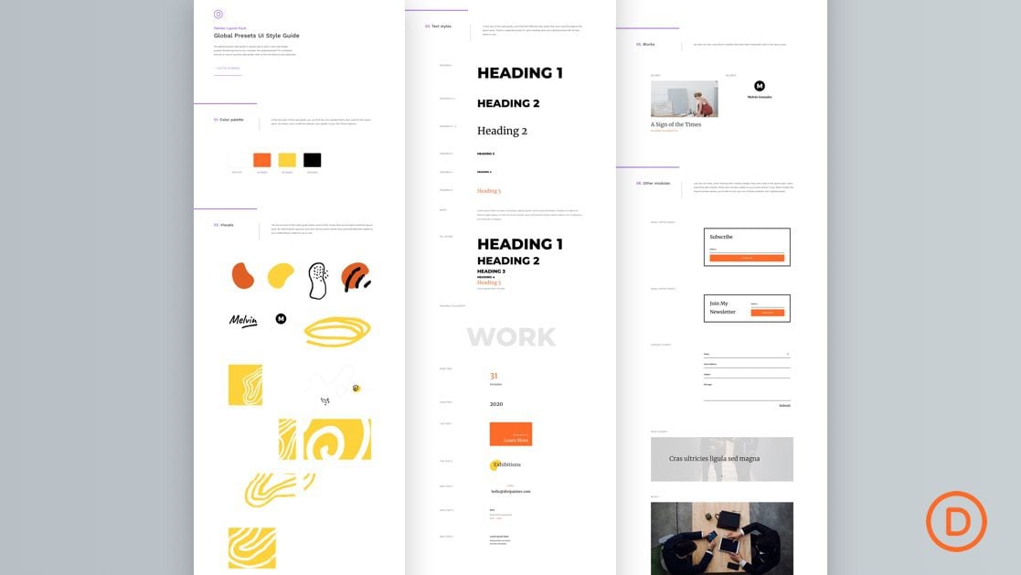 Download a FREE Global Presets Style Guide for Divi’s Painter Layout Pack