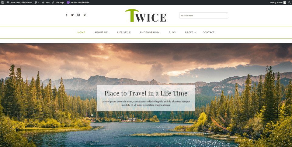 Twice Divi Child Theme Home Page