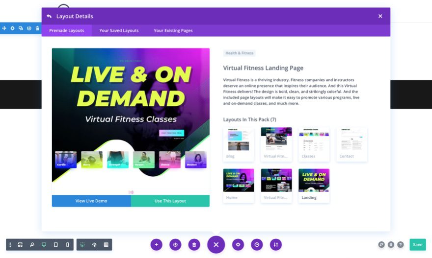 Get a FREE Virtual Fitness Layout Pack for Divi 8
