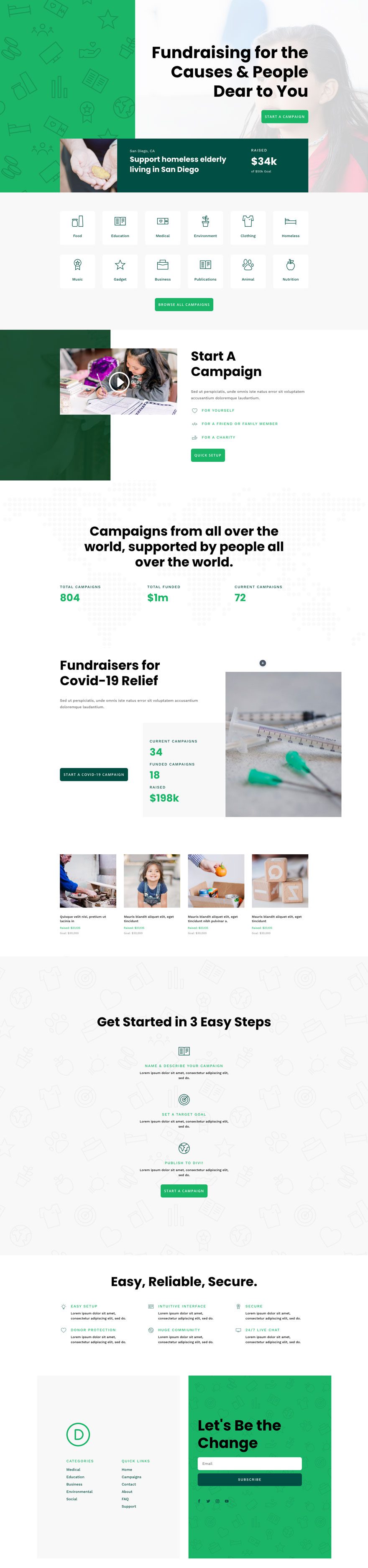 divi crowdfunding layout pack