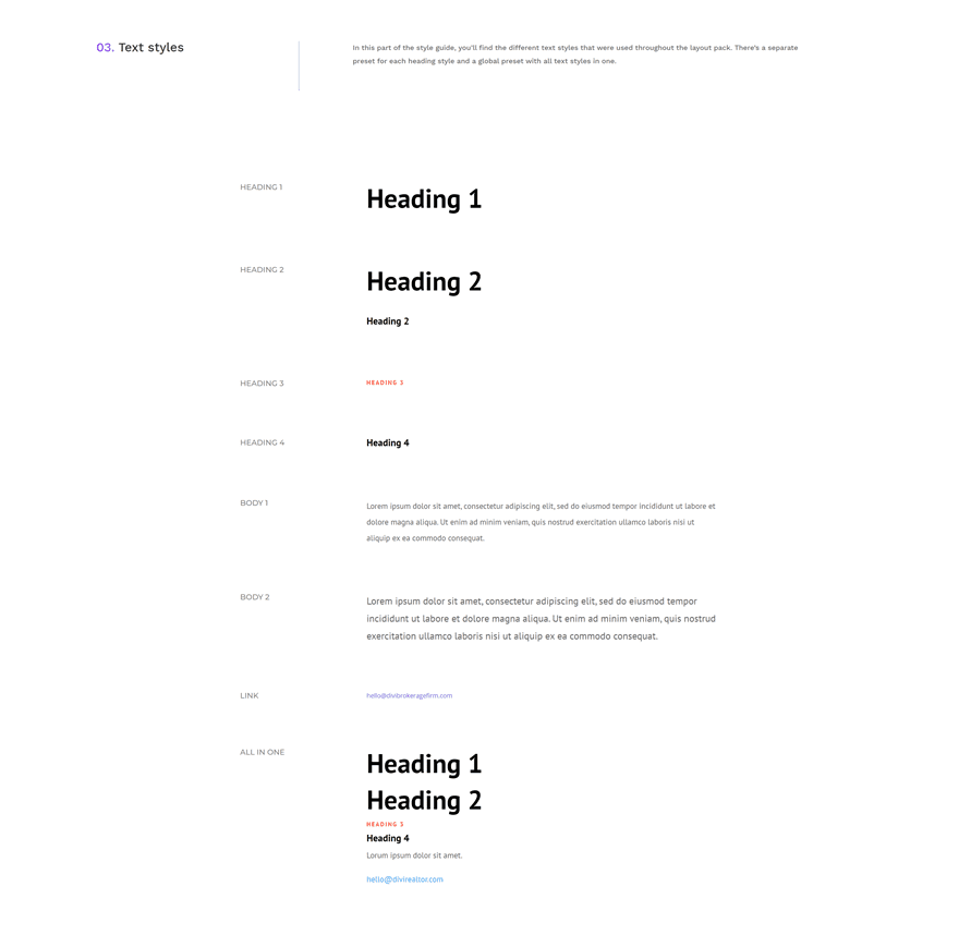 brokerage firm global presets style guide