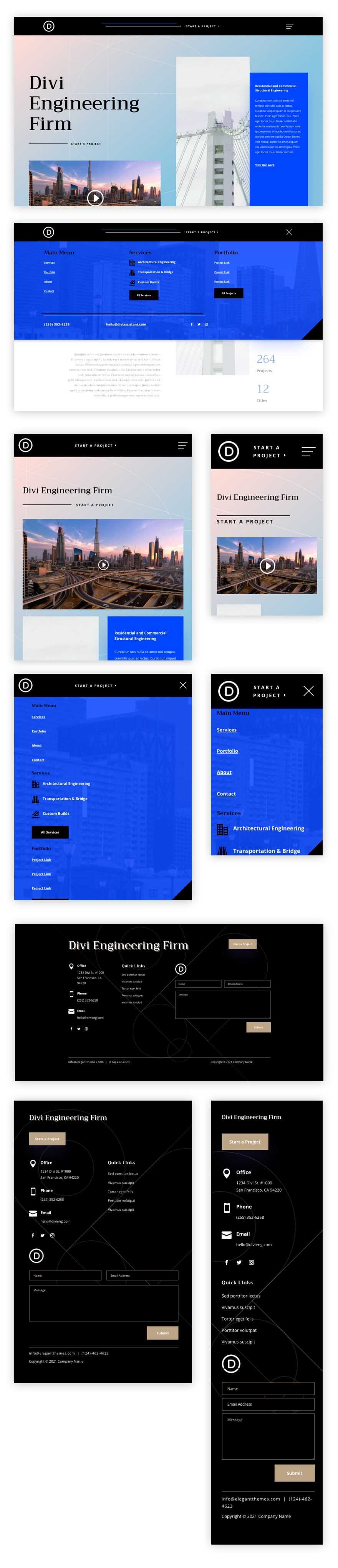 download global header and footer template for the engineering firm layout pack