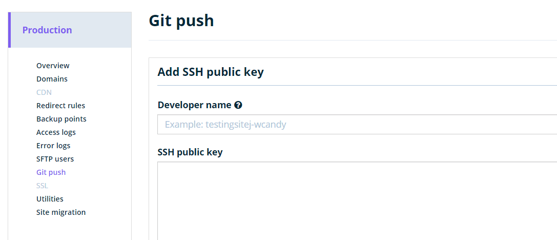 Git push via the WP Engine dashboard