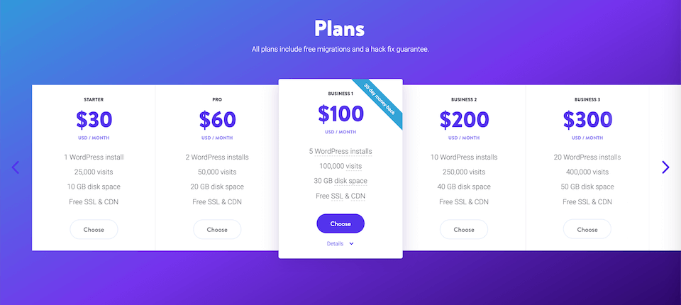 Kinsta's pricing options.