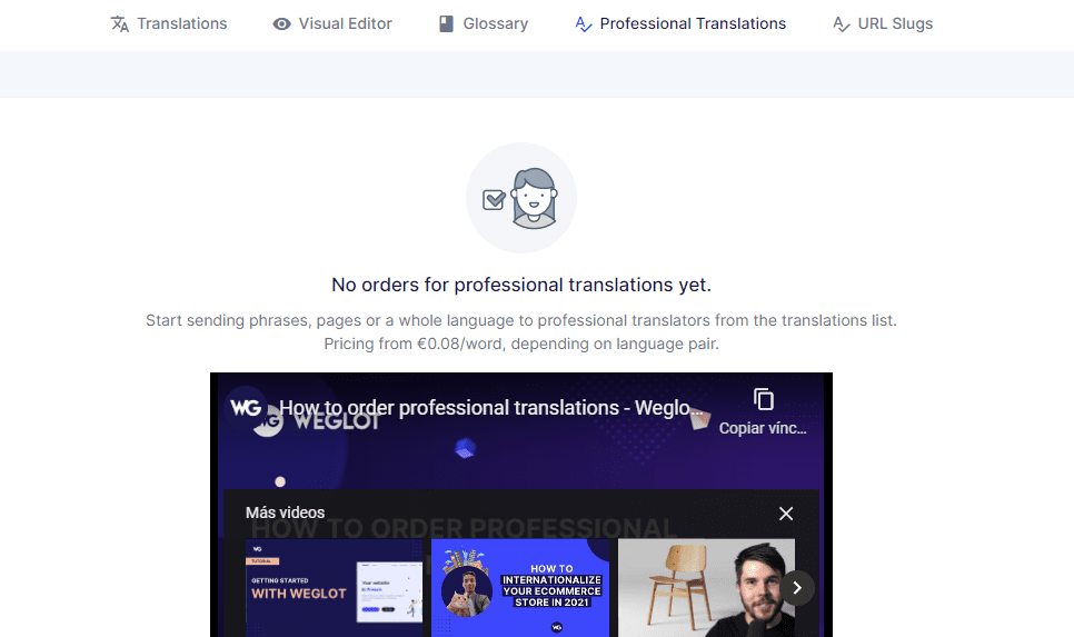 Paying for professional translation services through Weglot