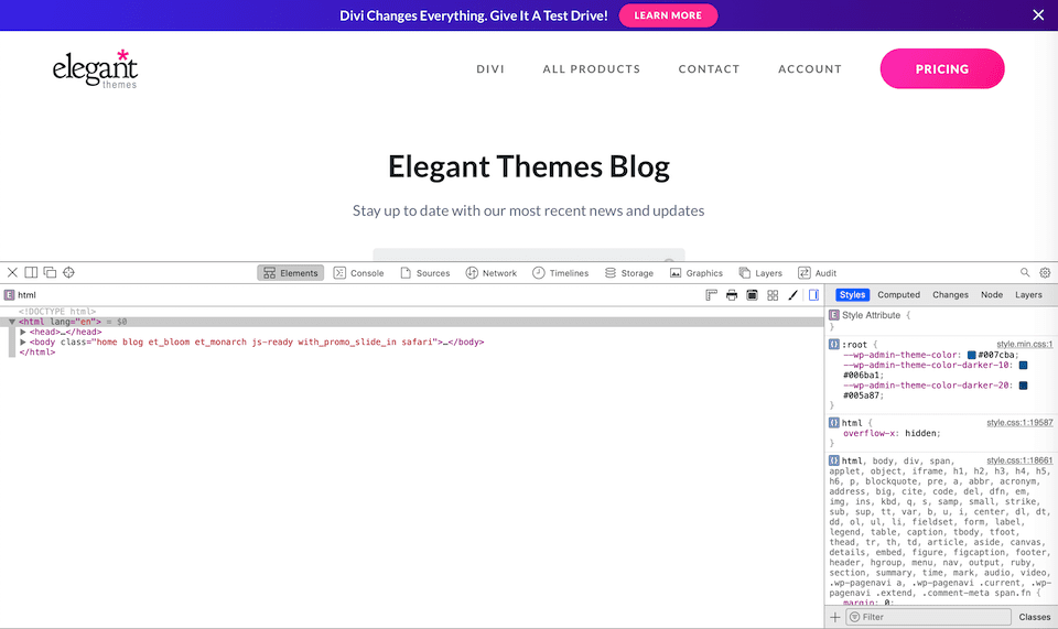 The Inspect Element in Safari.