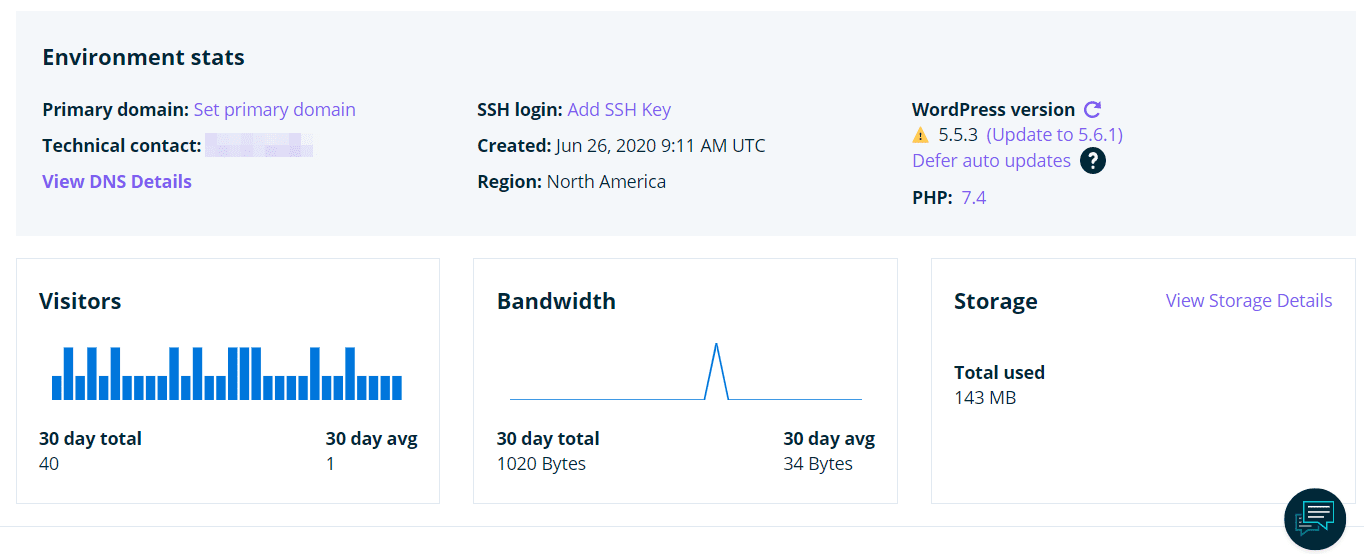 Accessing a site's details in WP Engine