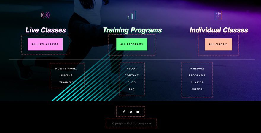 virtual fitness header and footer template