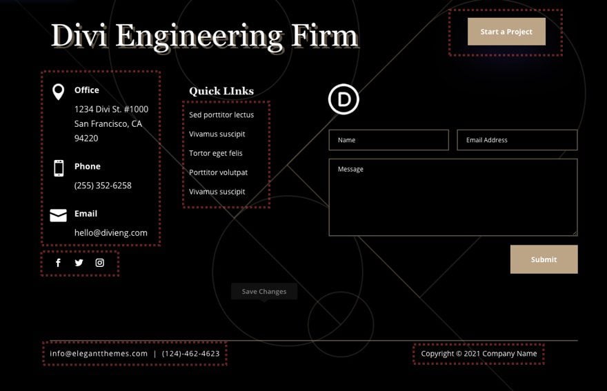 download global header and footer template for the engineering firm layout pack