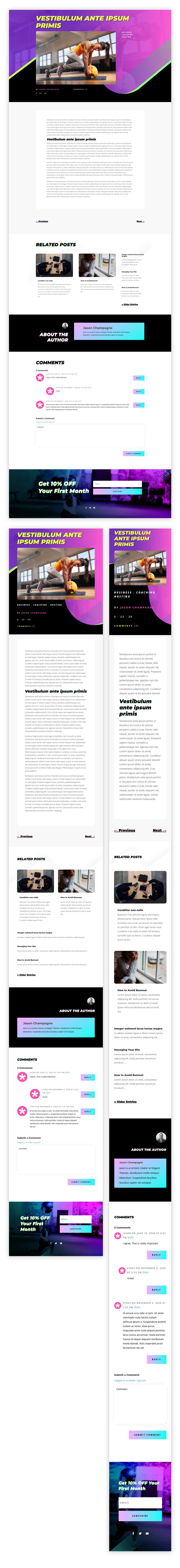 blog post template for Divi's Virtual Fitness Layout Pack