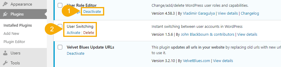 disable plugins