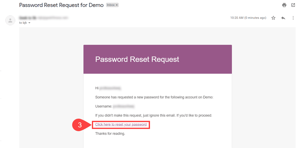 email reset