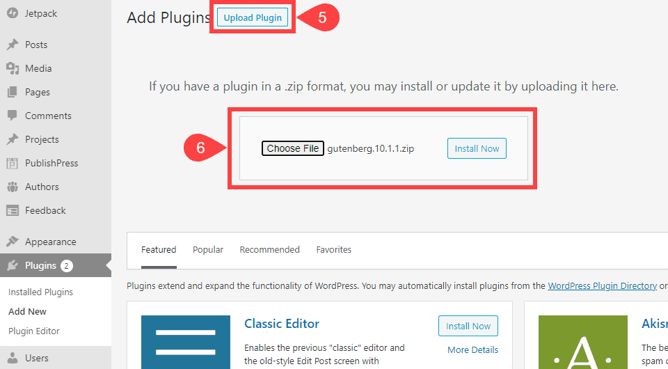 how to install a wordpress plugin via upload