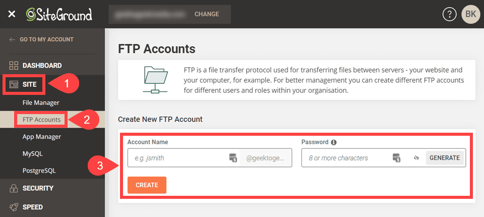 ftp credentials