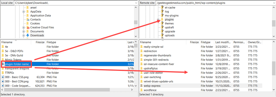 drag the plugin over to update