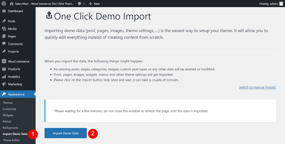 Installing Sales Mart Divi Child Theme