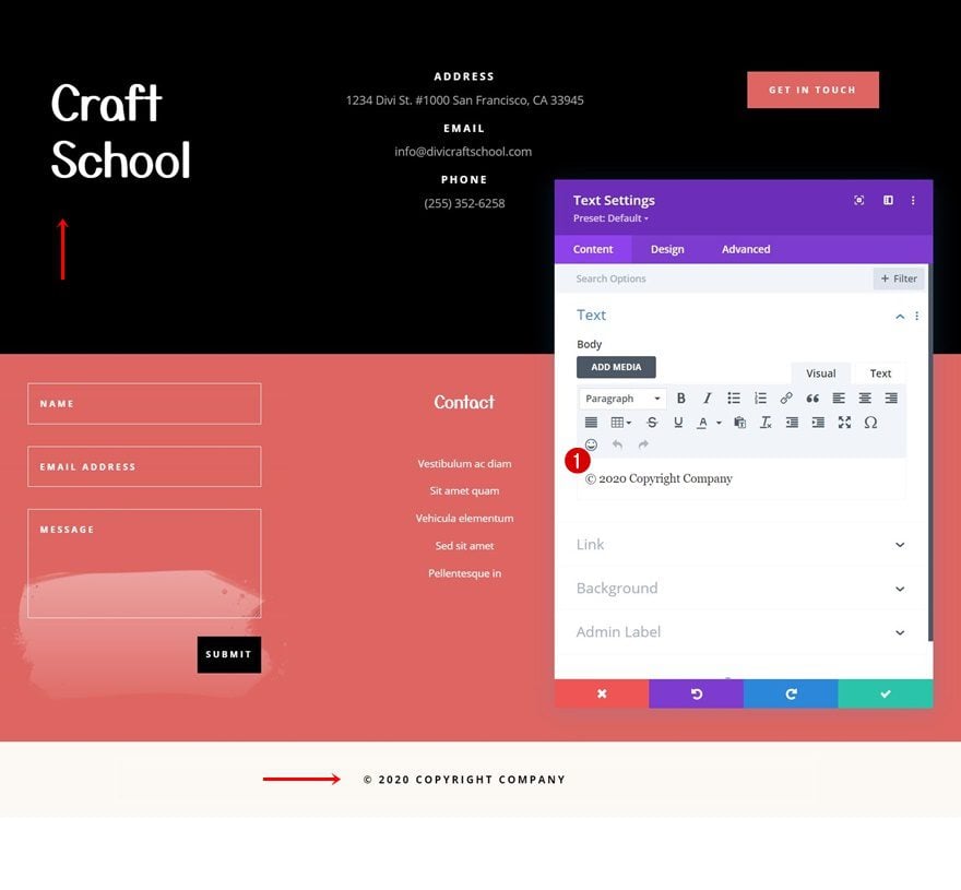 craft school header footer