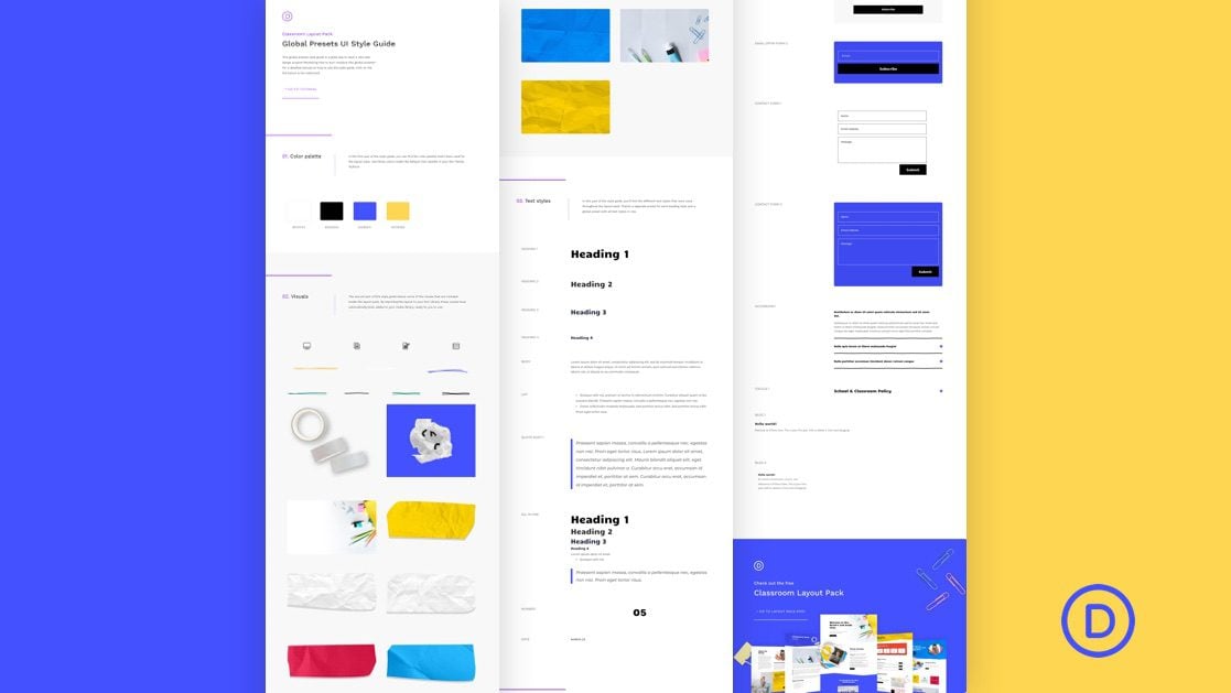 Download a FREE Global Presets Style guide for Divi’s Classroom Layout Pack