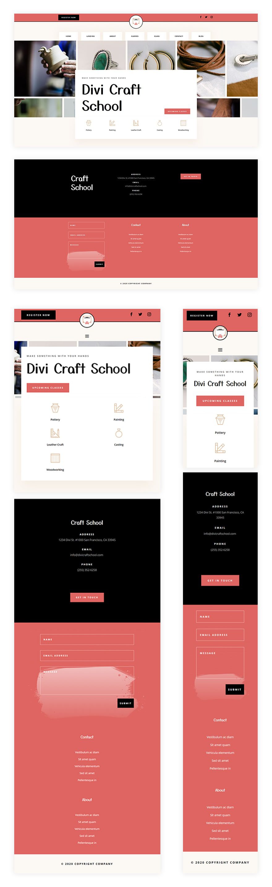 craft school header footer