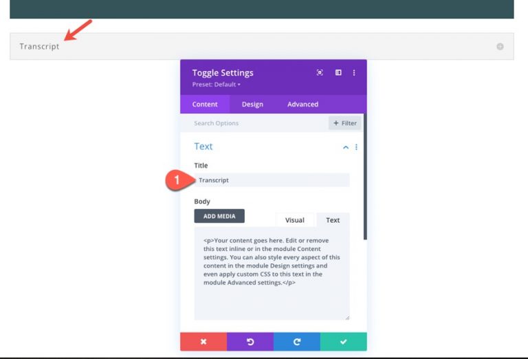 How to Create a Custom Toggle for Video Transcripts in Divi
