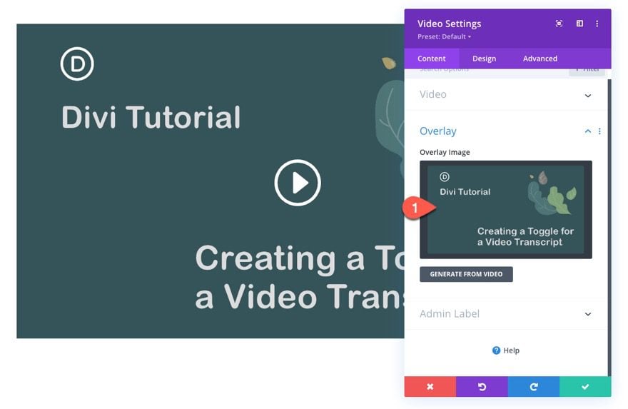 divi video transcript toggle