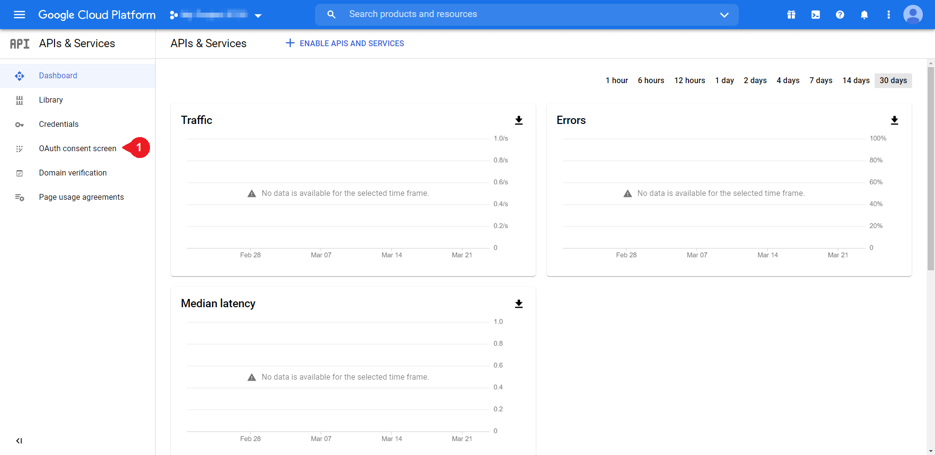 The Google Cloud Console dashboard.