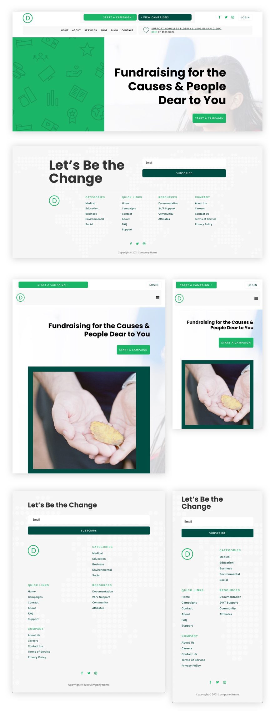 crowdfunding header footer template