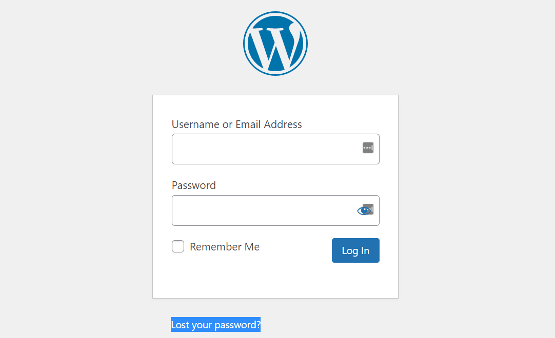 Recovering a lost WordPress password to fix WordPress login issues.