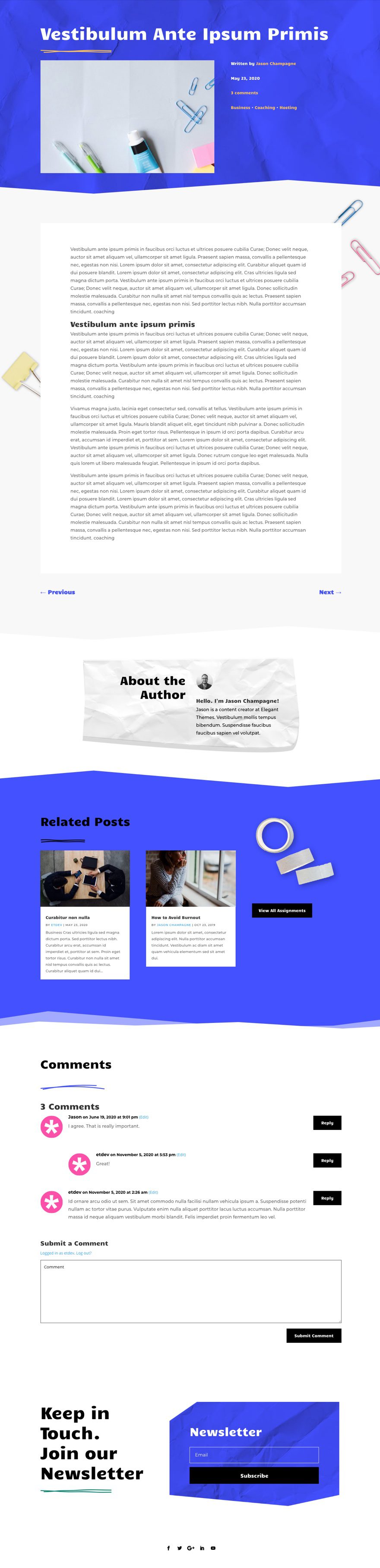 classroom blog post template