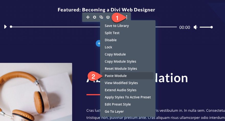 divi sticky audio content bar