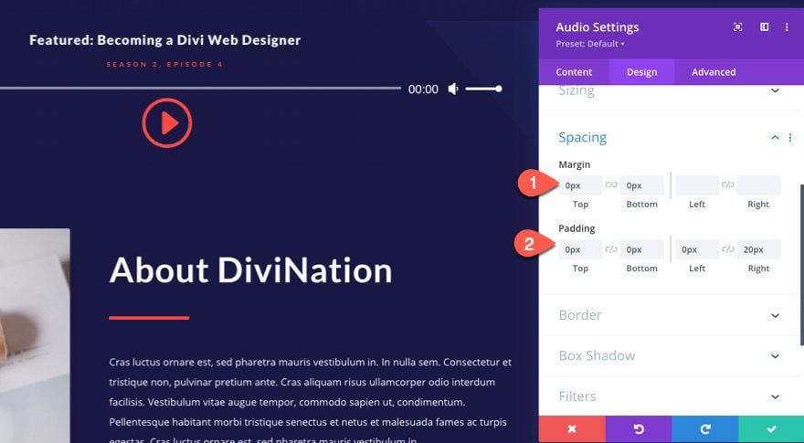 divi sticky audio content bar