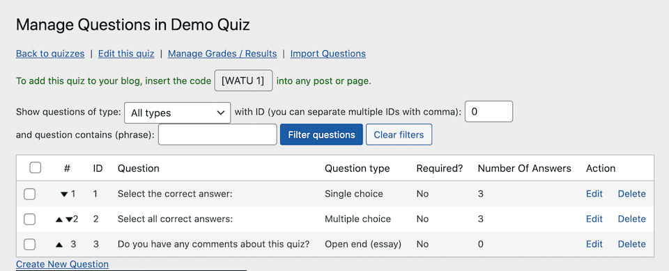 The Watu Quiz question editor.