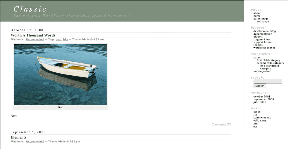 The WordPress Classic theme.