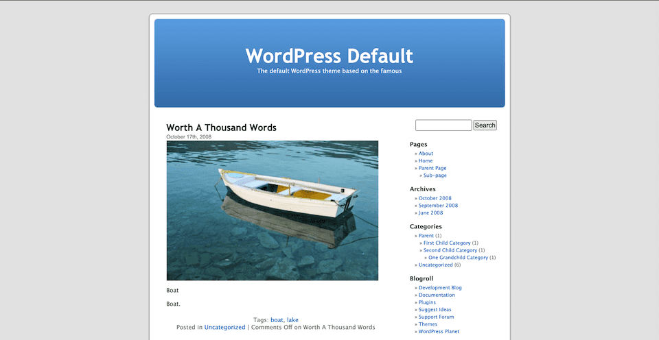 The WordPress Default Kubrick theme.