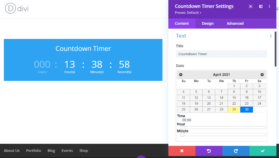 Divi Countdown Timer Module