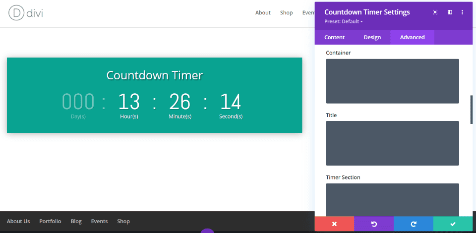 Divi Countdown Timer Module