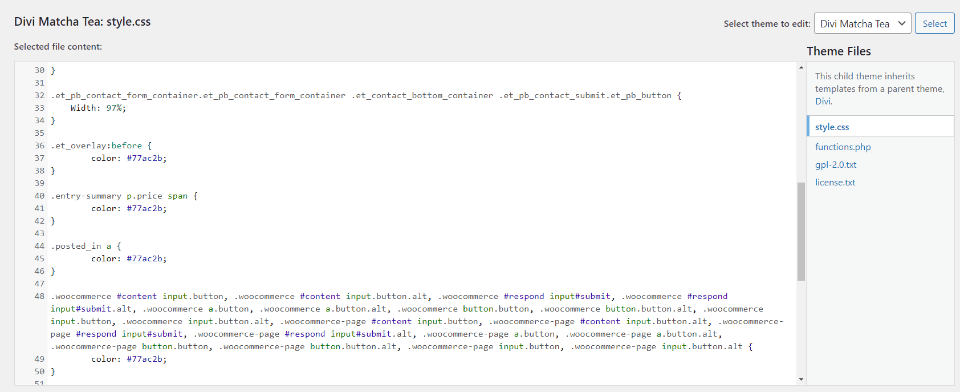 Divi Matcha Shop Child Theme CSS