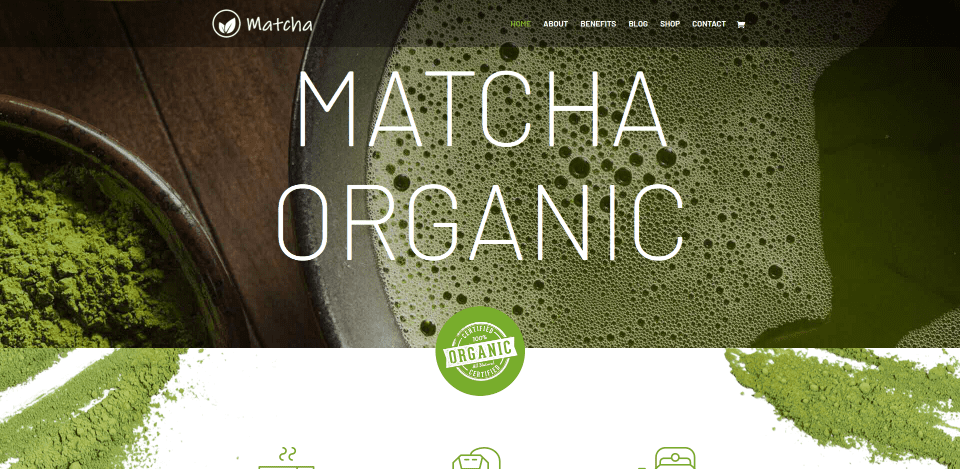 Divi Matcha Shop Child Theme Home Page