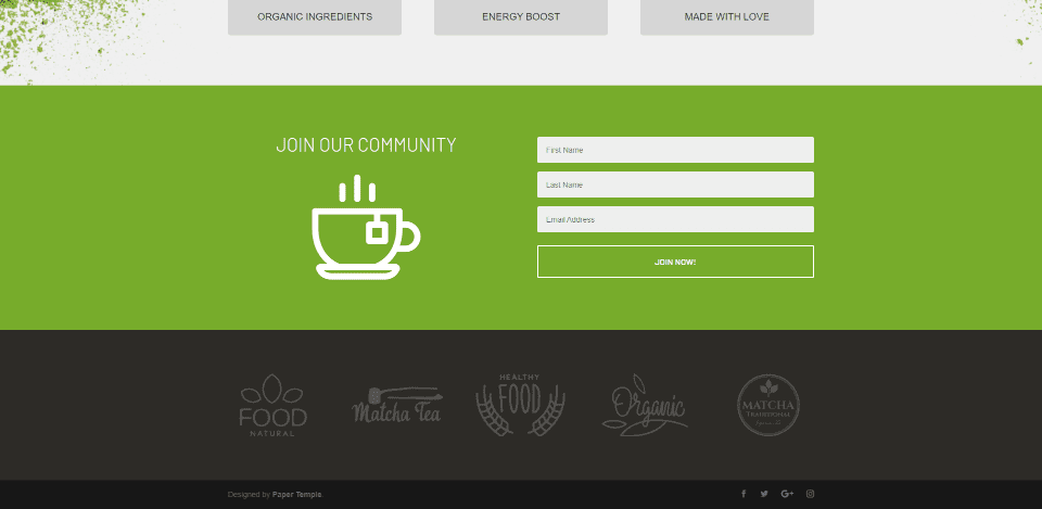 Divi Matcha Shop Child Theme Home Page