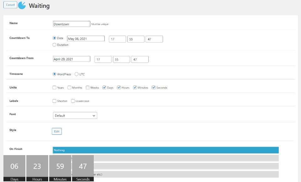 Waiting: One-click countdowns