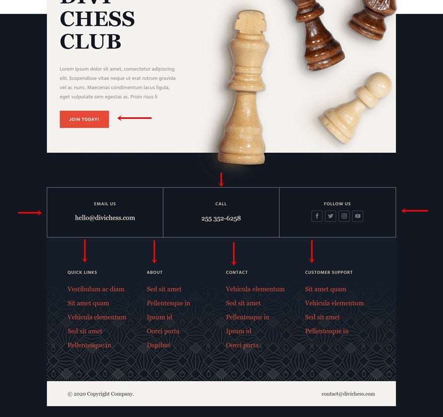 chess club header footer