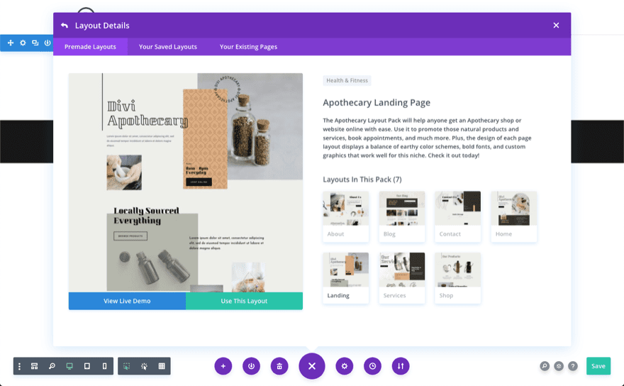 divi apothecary layout pack