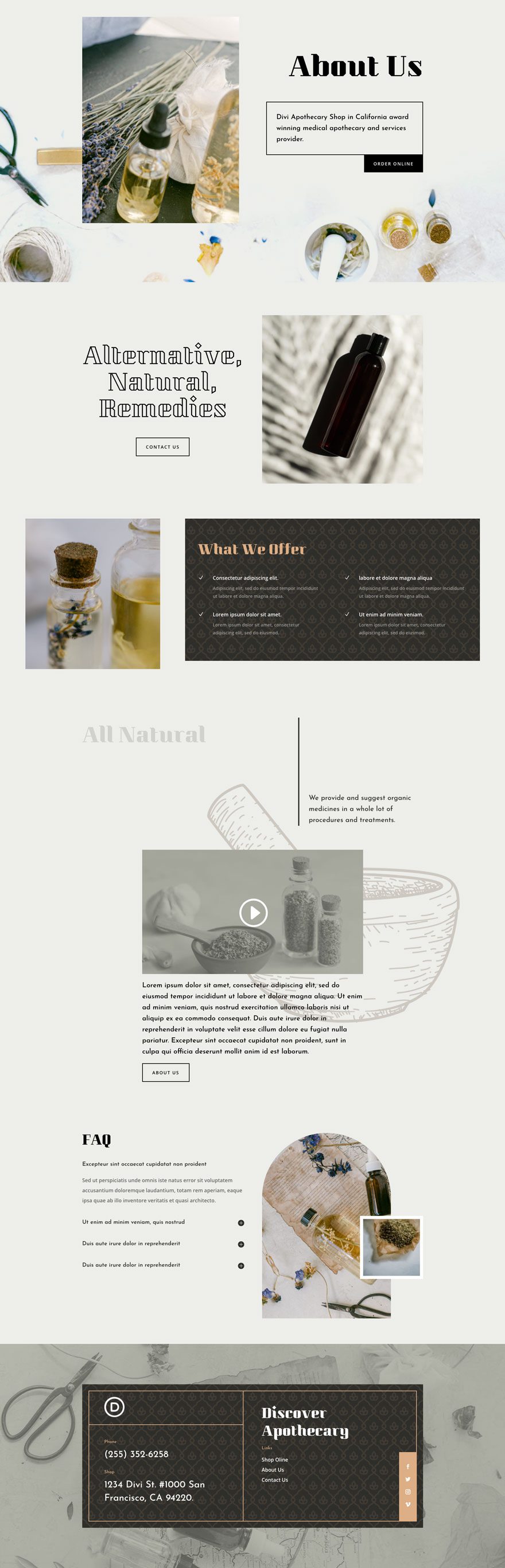 divi apothecary layout pack