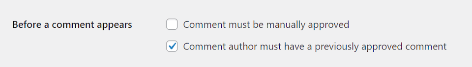 The before comment appears settings in WordPress.