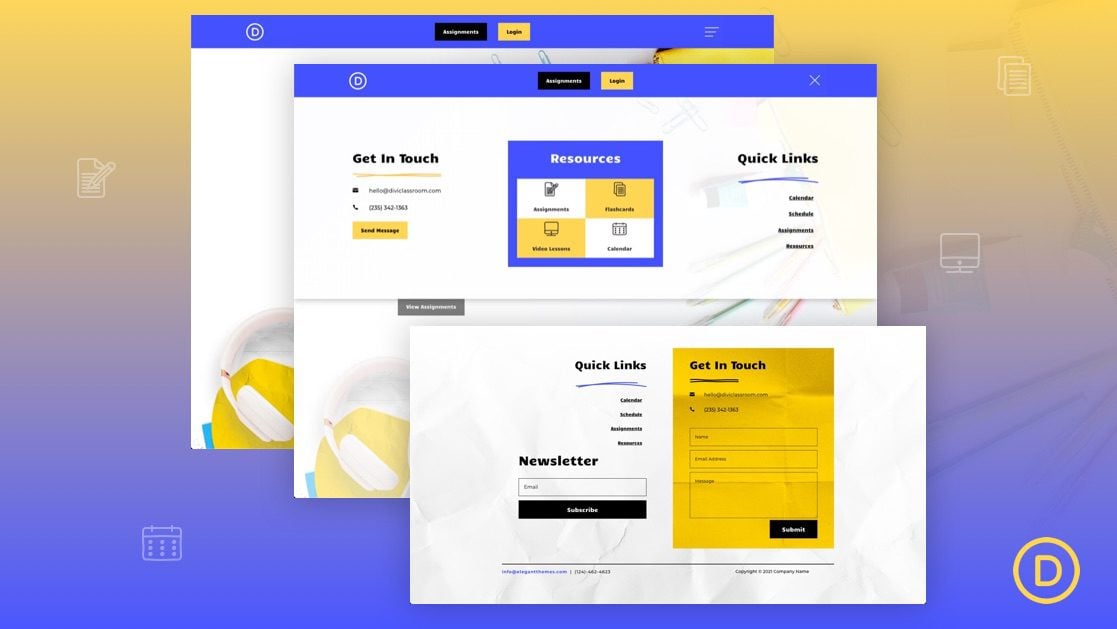 Download a FREE Header & Footer for Divi’s Classroom Layout Pack